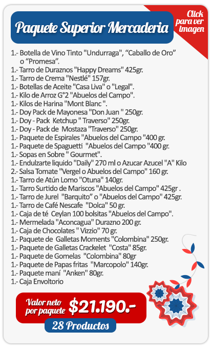 Paquete Superior Mercadería - Pfau Frut Canastas Dieciocheras